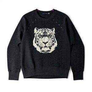 Roma Concept Black Women’s Tiger Studded Long Sleeve Sweatshirt M Wildlife Cat
